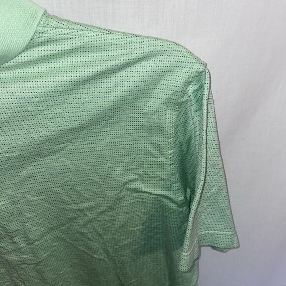 Peter Millar Mens Polo Golf Shirt Size Medium Green Striped Short Sleeve Button - Picture 10 of 12